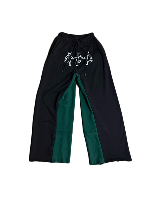 1/1 DEMONS PANTS FLARED - GREEN ON BLACK