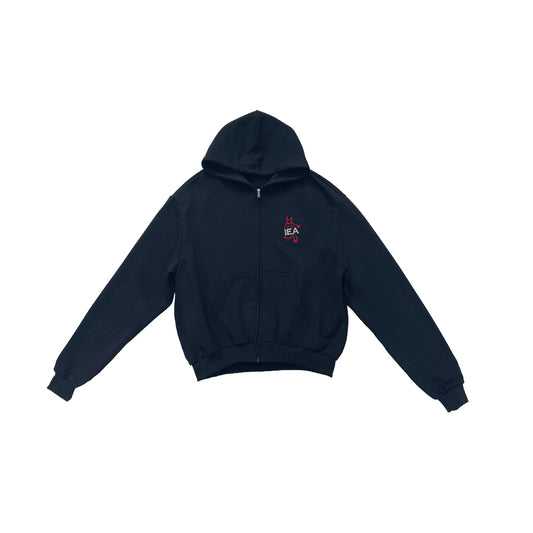 IEA ZIP UP HOODIE BLACK